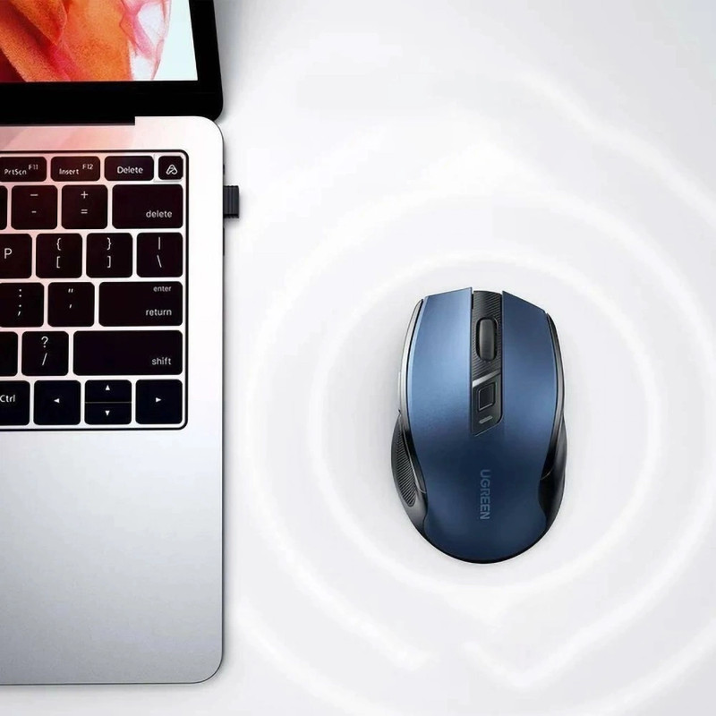 UGREEN MU006 bežični ergonomski miš, bluetooth, 4000 DPI, USB, plavo crni - Slika 22