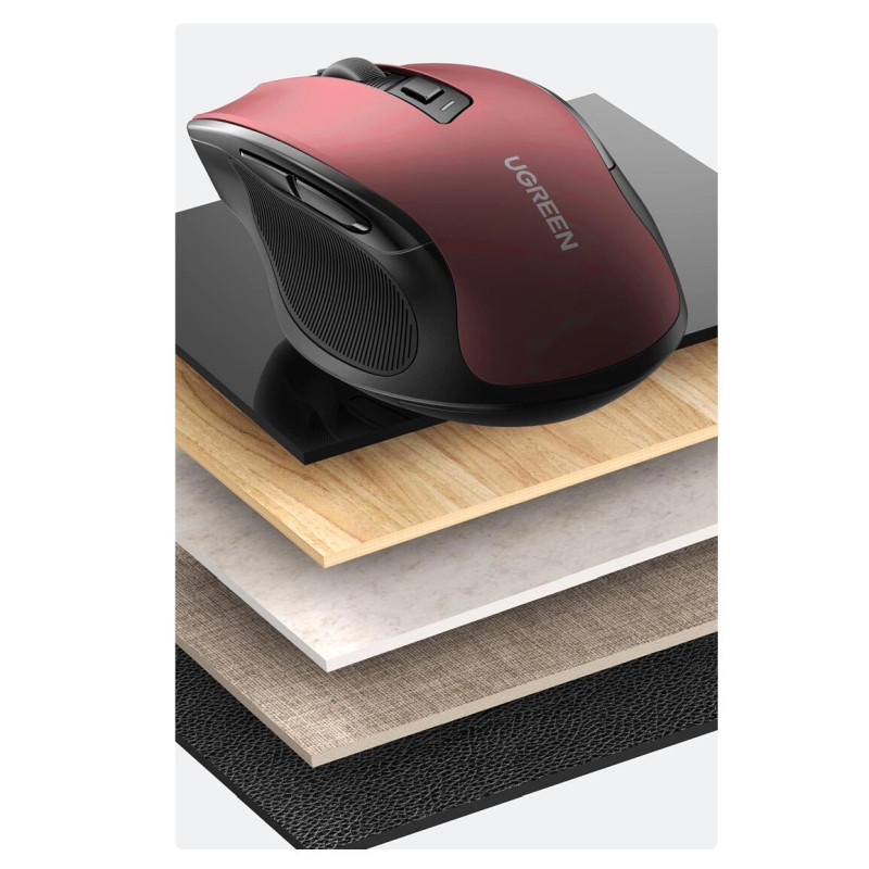 UGREEN MU006 bežični ergonomski miš, bluetooth, 4000 DPI, USB, crveni - Slika 14