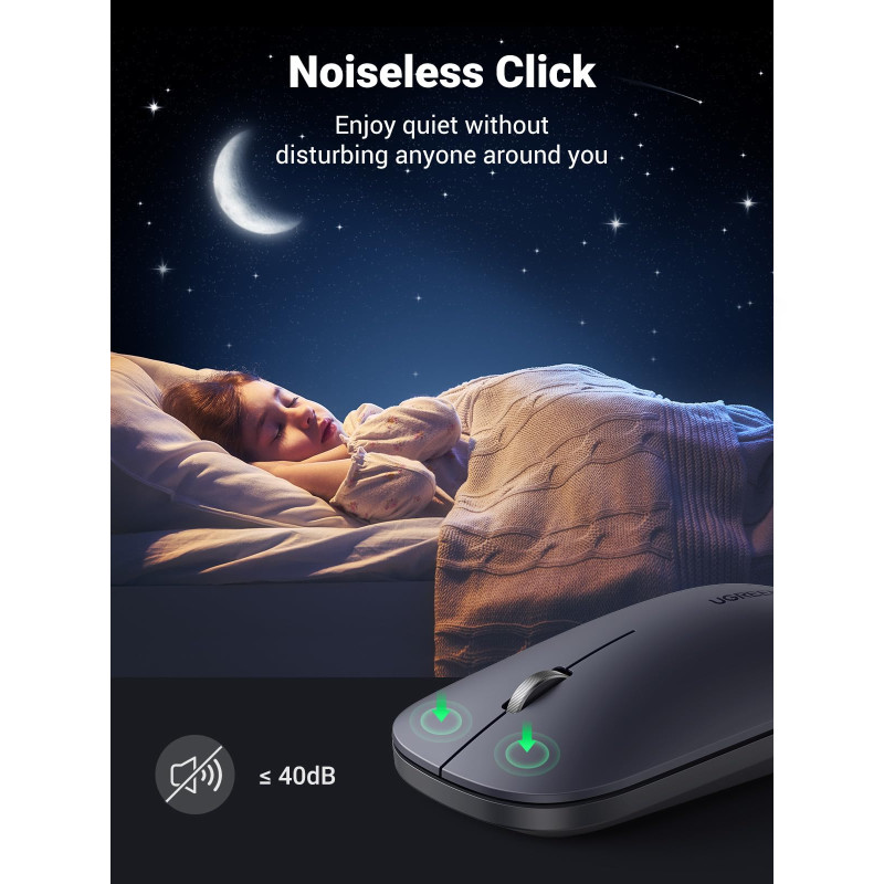 UGREEN SILENT bežični miš, 4000 DPI, USB, sivi - Slika 16