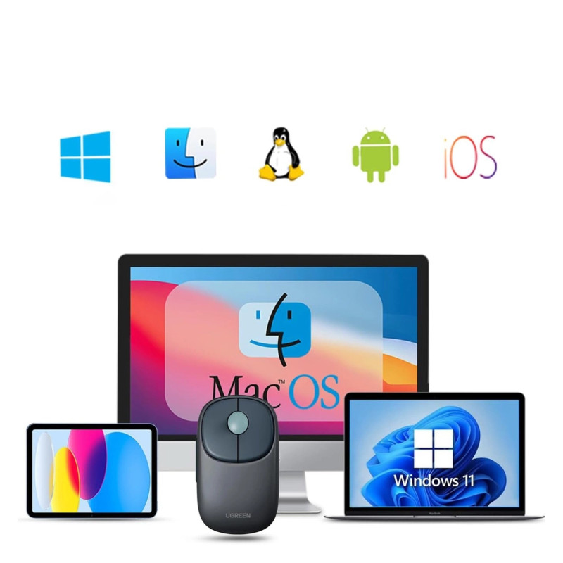 UGREEN FUN+ MU102 bežični miš, 4000 DPI, bluetooth, USB-C punjenje, plavi - Slika 19