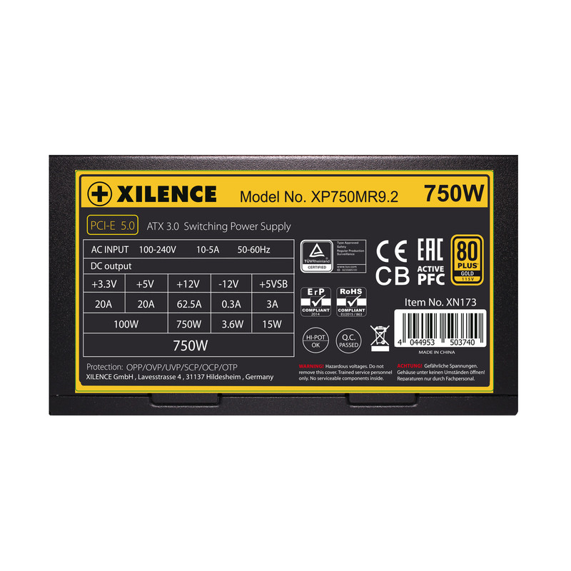 Xilence 750W Performance X+, ATX 3.0 80+ GOLD, polumodularno, aktivan PFC, 4×PCIe, 6×SATA, 20+4-pina, 140mm ventilator, crno - Slika 18