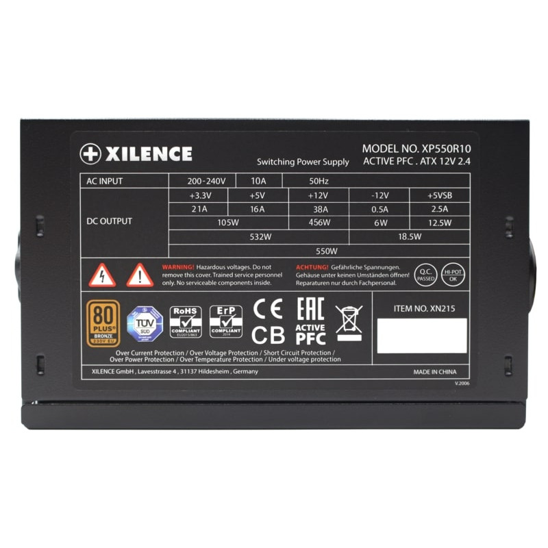 Xilence 550W Gaming, ATX 2.4 80+ BRONZE, aktivan PFC, 2×PCIe, 6×SATA, 20+4-pina, 120mm ventilator, crno - Slika 7