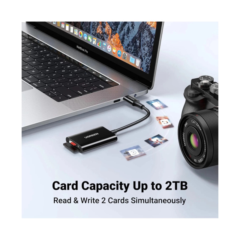 UGREEN čitač memorijskih kartica, TF/SD/MicroSD kartice, USB-C, 15cm, crni - Slika 15