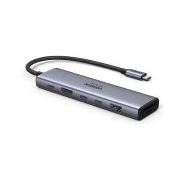 UGREEN 7-portni USB-C HUB na 1xUSB-A 3.2, 2xUSB-C 3.2, 1xSD/TF čitač memorijskih kartica, 1xUSB-C za napajanje, 1x HDMI, sivi