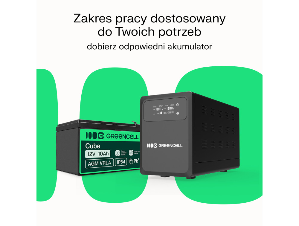 Green Cell UPS (UPSLPPC800) 1200VA/800W, Pure Sinusoid, Line Interactive AVR, LCD - Slika 9