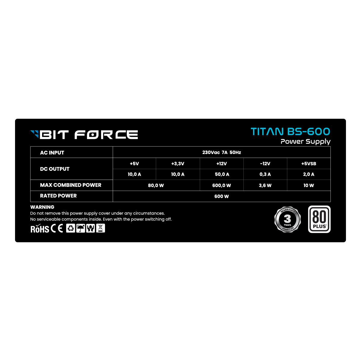BIT FORCE napajanje 600W 80+ TITAN BS-600 ATX2.31 - Slika 3