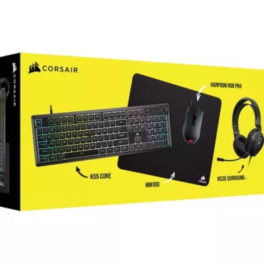 Corsair gaming 4 u 1 bundleTipkovnica K55 RGB PROHS35 Sorround v2, MM100