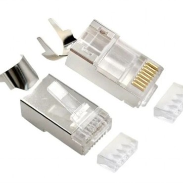 Gembird Shielded modular CAT7 pass-through type plug 15u" gold plated, 100 pcs per bag