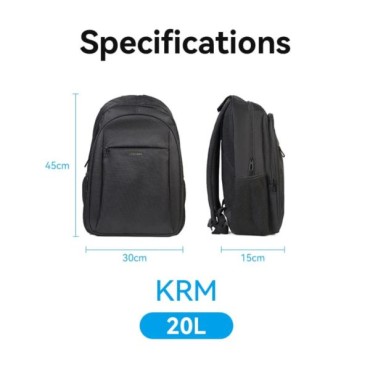 Vention Water-Repellent Laptop Backpack Black, 20L