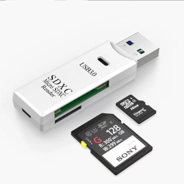 Asonic USB 3.0 Micro SD & SD čitač kartica, bijelo