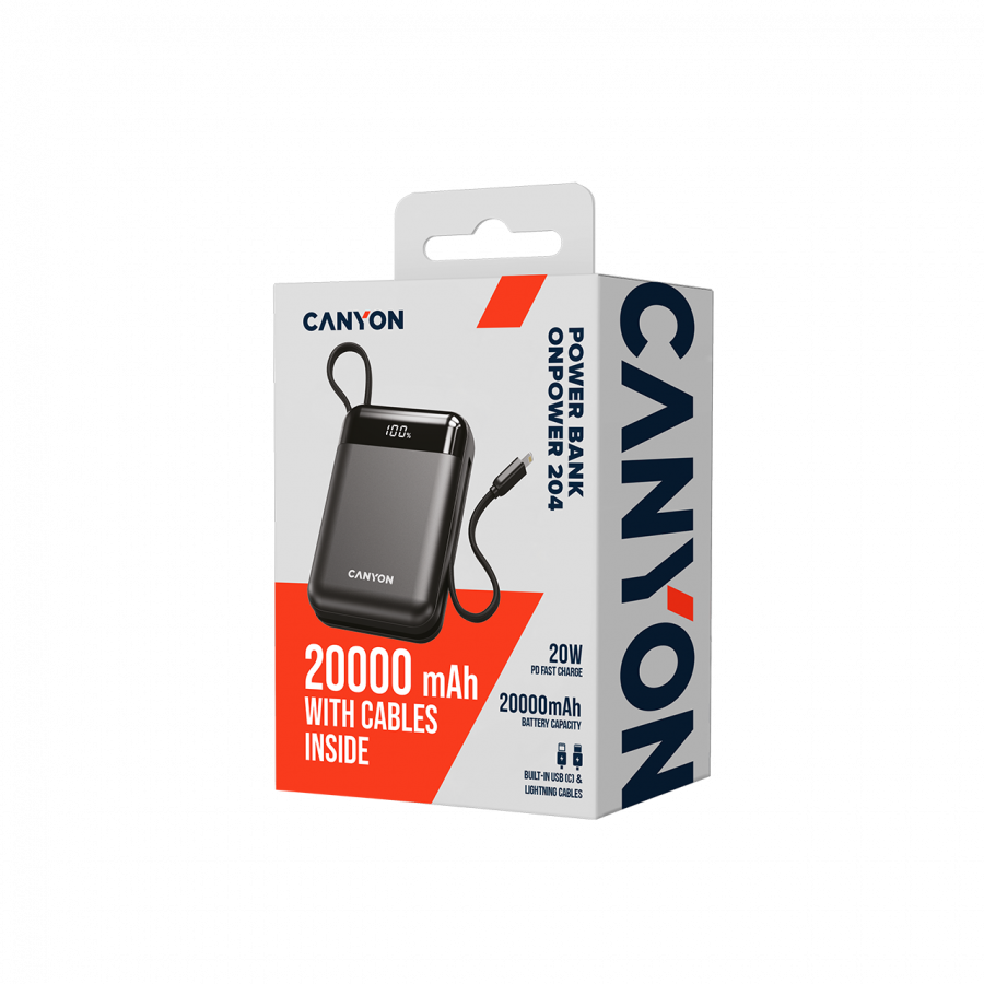 Canyon power bank OnPower 204 20000mah Black, CNS-CPB204B - Slika 5