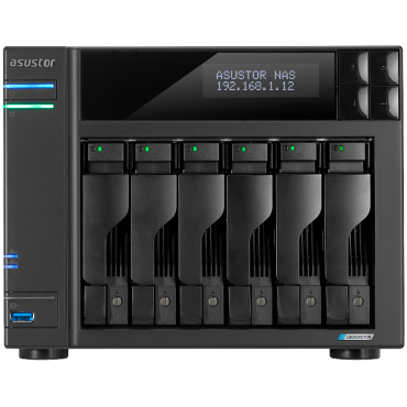 Asustor NAS Lockerstor6 Gen2+ 6x 3.5" 4x M.2 cache 2x 10Gbe Celeron QuadCore N5105 2.9GHz 8GB single PSU desktop, AS6706TV2