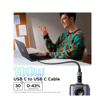 UGREEN Uno USB-C (M) na USB-C (M), PD 100W, 480 Mbps, 2.0m