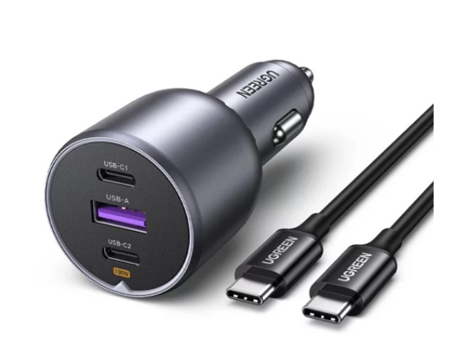 UGREEN auto punjač, 130W, 2x USB-C, USB-A, PD, sivi, 9150059181 - Slika 2