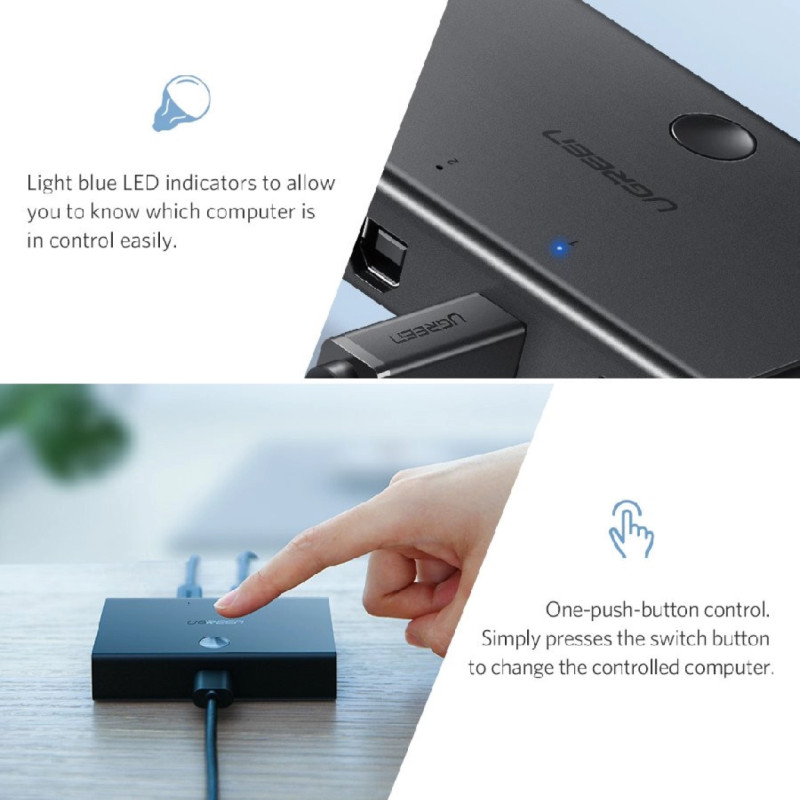 UGREEN Data Switch USB 2.0, 2 ulaza/1 izlaz, crni - Slika 32