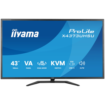 Monitor Iiyama LED X4373UHSU-B2 KVM Switch 42.5" VA LED 3840 x 2160 60hz 450cd 3ms HDMI DP USB Type C 95W Tilt 3y, X4373UHSU-B2