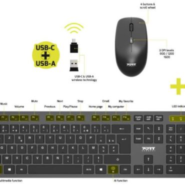 Port bežična tipkovnica i miš,USB-A/C,SMART Azerty