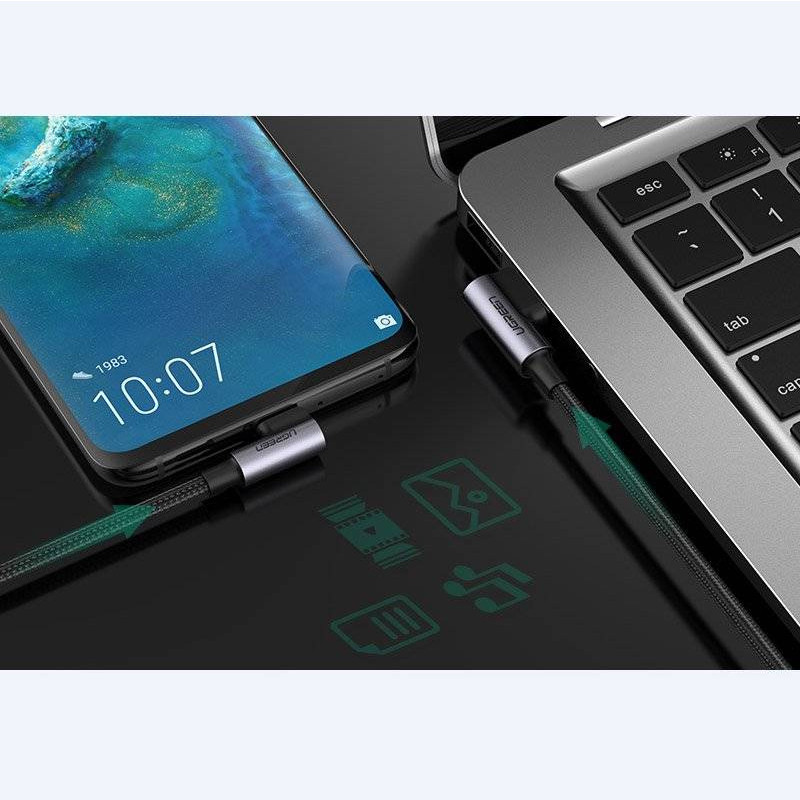 UGREEN USB-C (M) na USB-A (M), kutni 90°, 3A, pleteni kabel MFi, crni, 2.0m - Slika 23