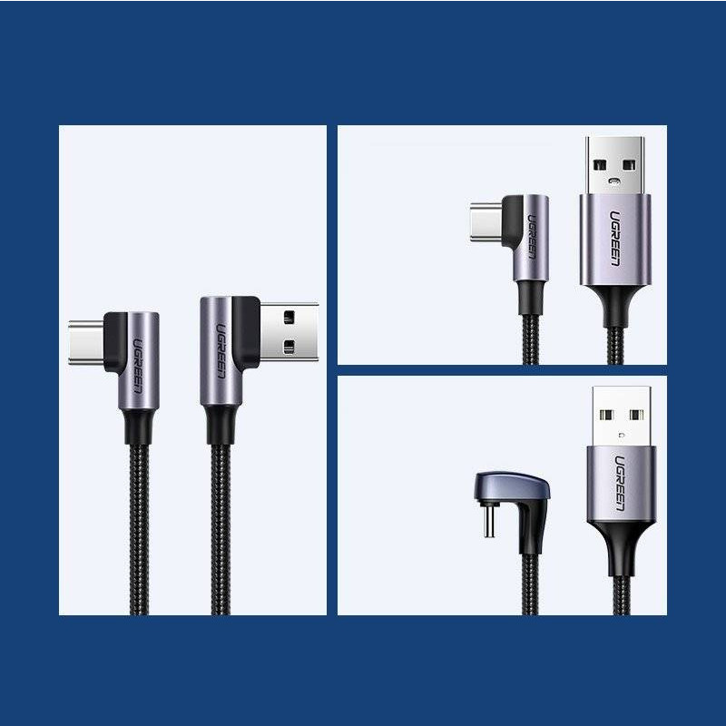 UGREEN USB-C (M) na USB-A (M), kutni 90°, 3A, pleteni kabel MFi, crni, 2.0m - Slika 25