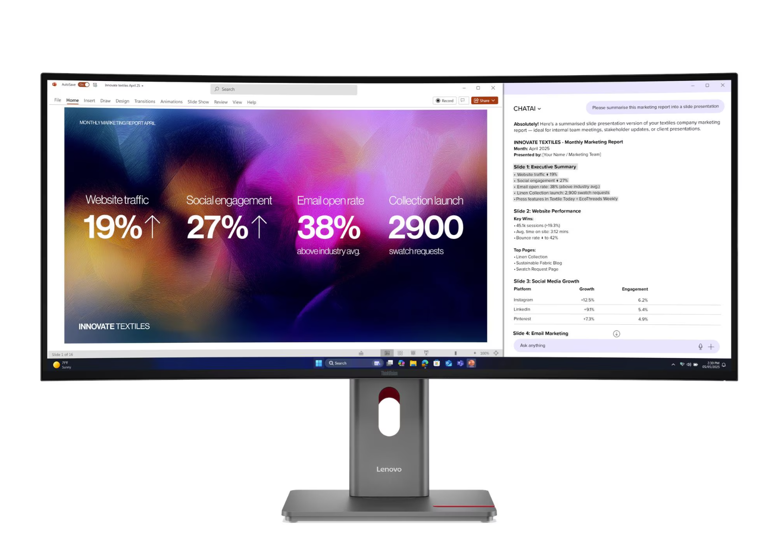 Monitor Lenovo P40WD-40 WUHD IPS, HDMI, DP, T-Bolt, curved